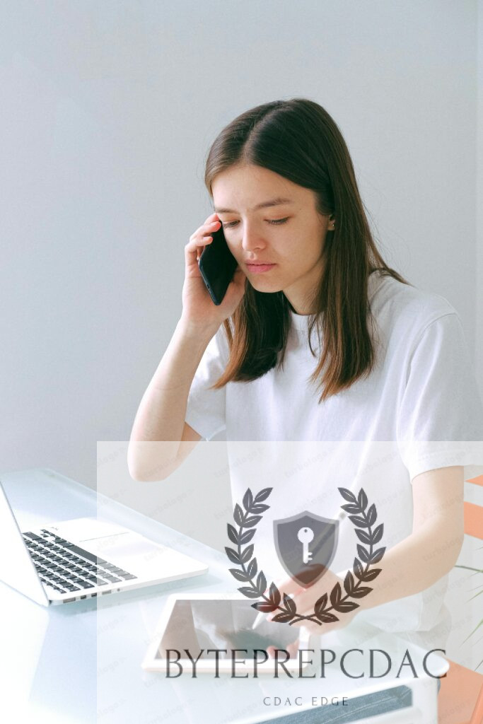 A young woman multitasks by using a smartphone while writing notes on a tablet in a bright, modern setting.